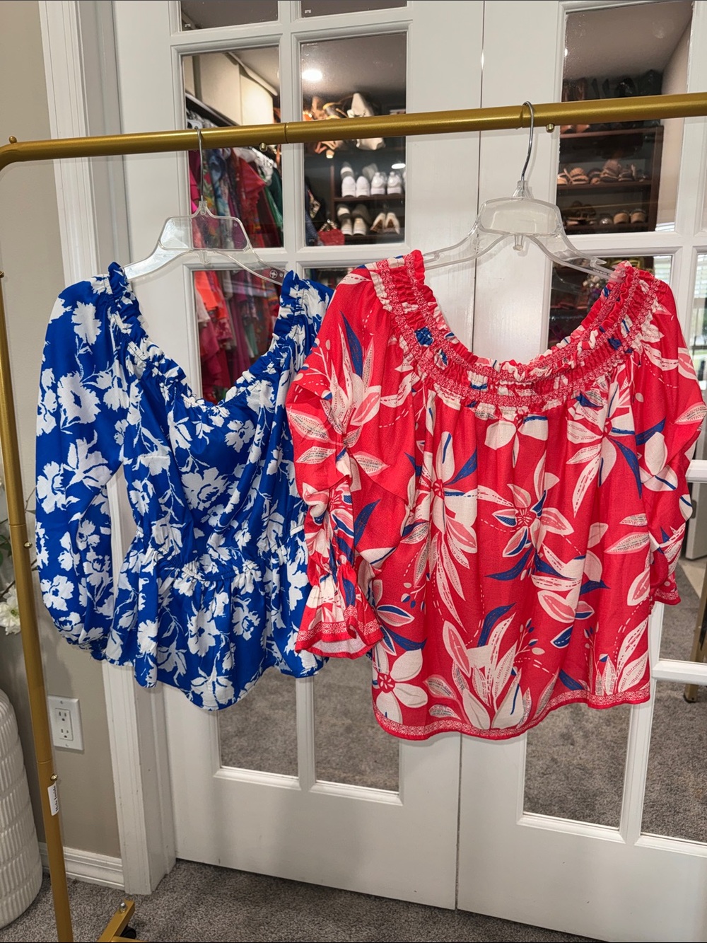 Pink Lily off the shoulder tops